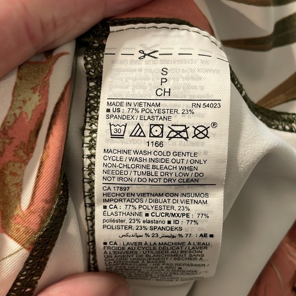 Old Navy Women Leggings Small Green & Pink Floral Powersoft Workout Athleisure - Picture 10 of 14